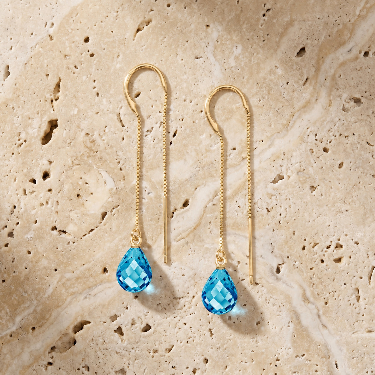 Yellow Gold Earrings Pink Topaz 10K — Egle
