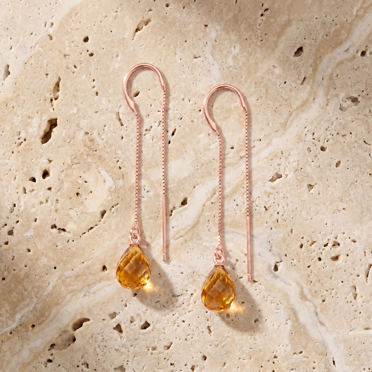Rose Gold Earrings White Topaz 10K — Egle