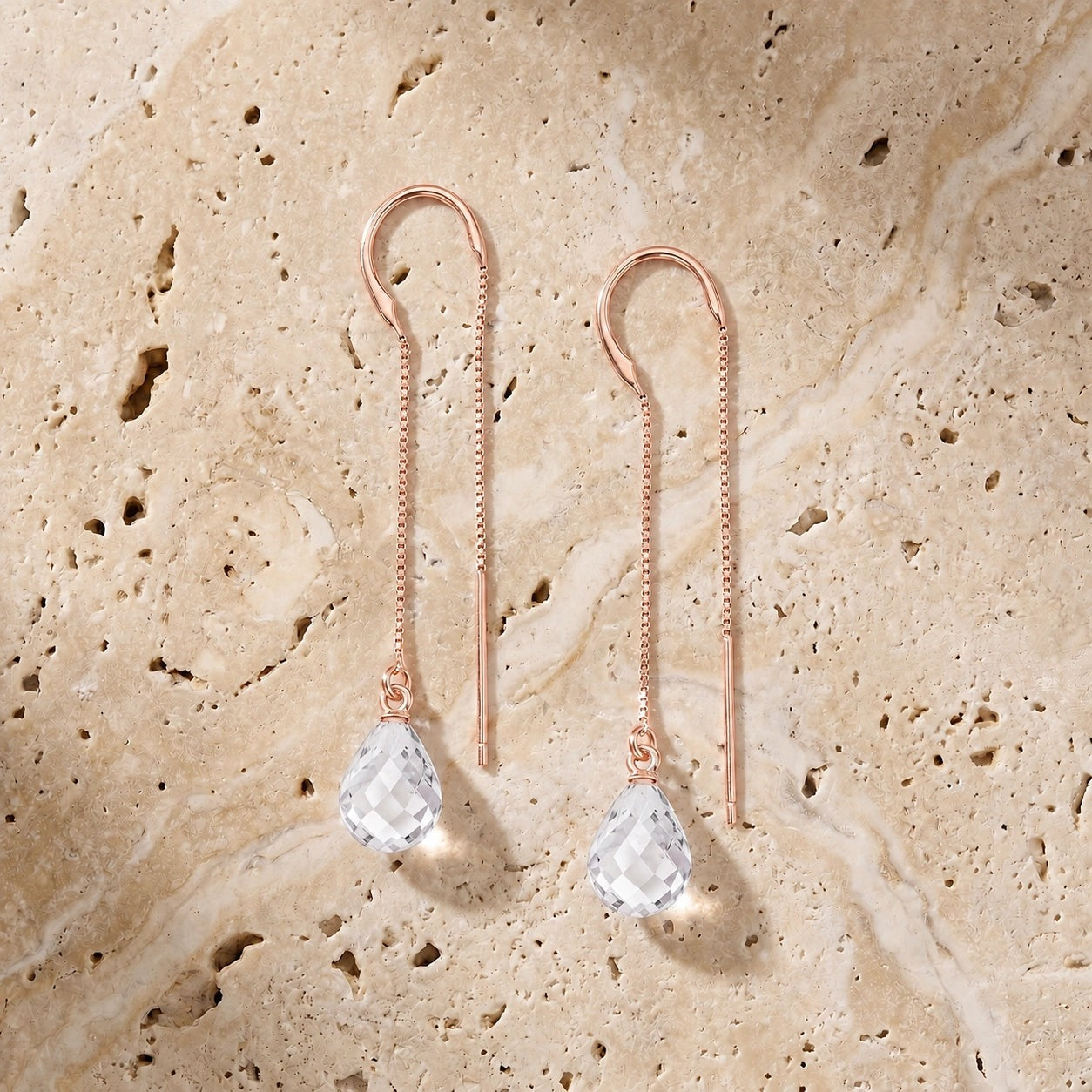 Rose Gold Earrings White Topaz 10K — Egle