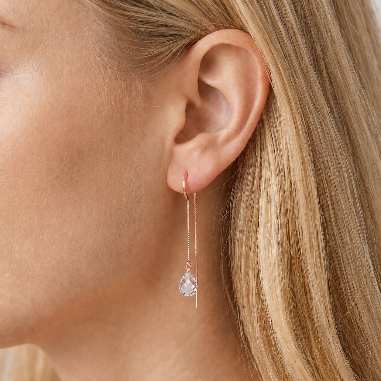 Rose Gold Earrings White Topaz 10K — Egle