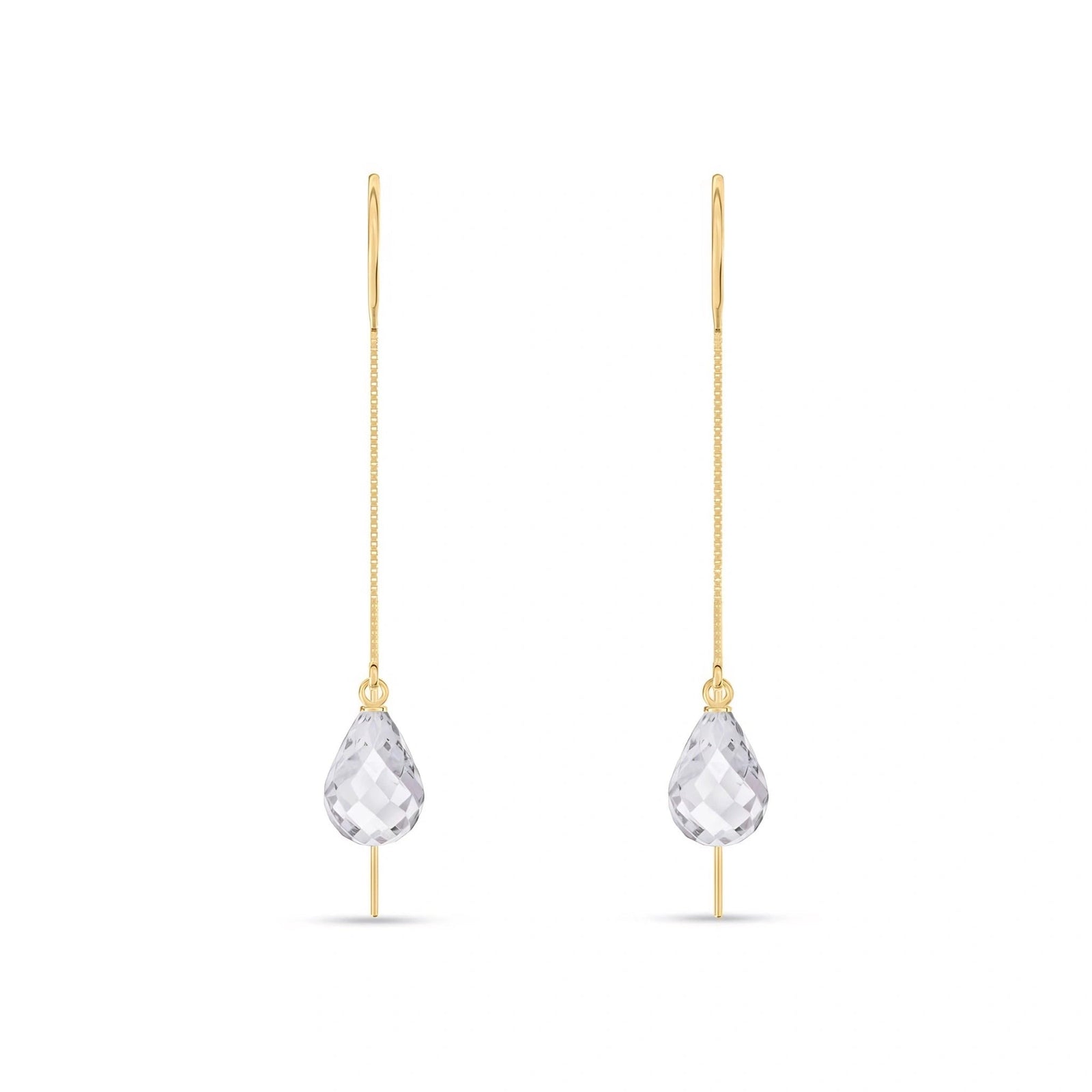 Yellow Gold Earrings White Topaz 10K — Egle