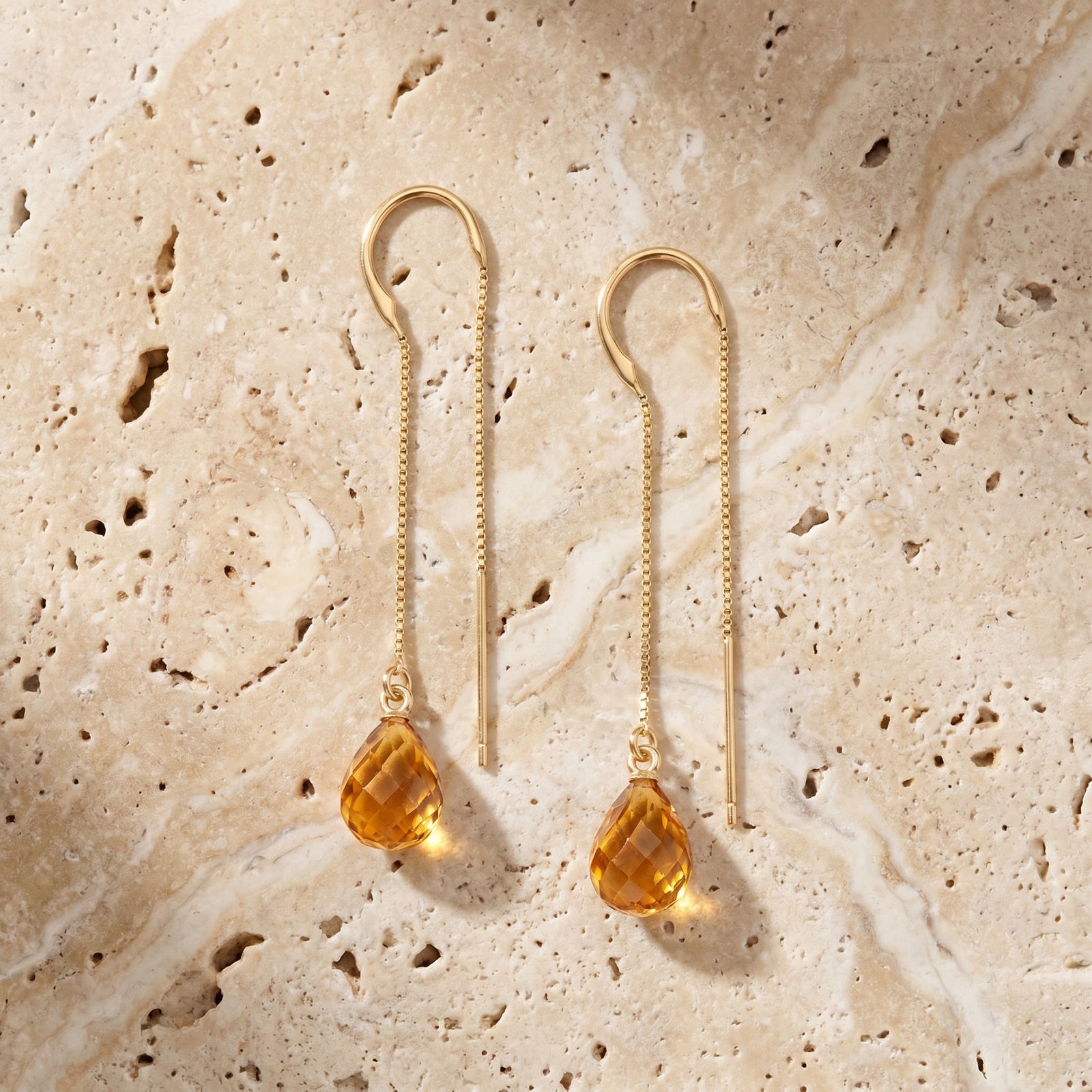 Yellow Gold Earrings White Topaz 10K — Egle