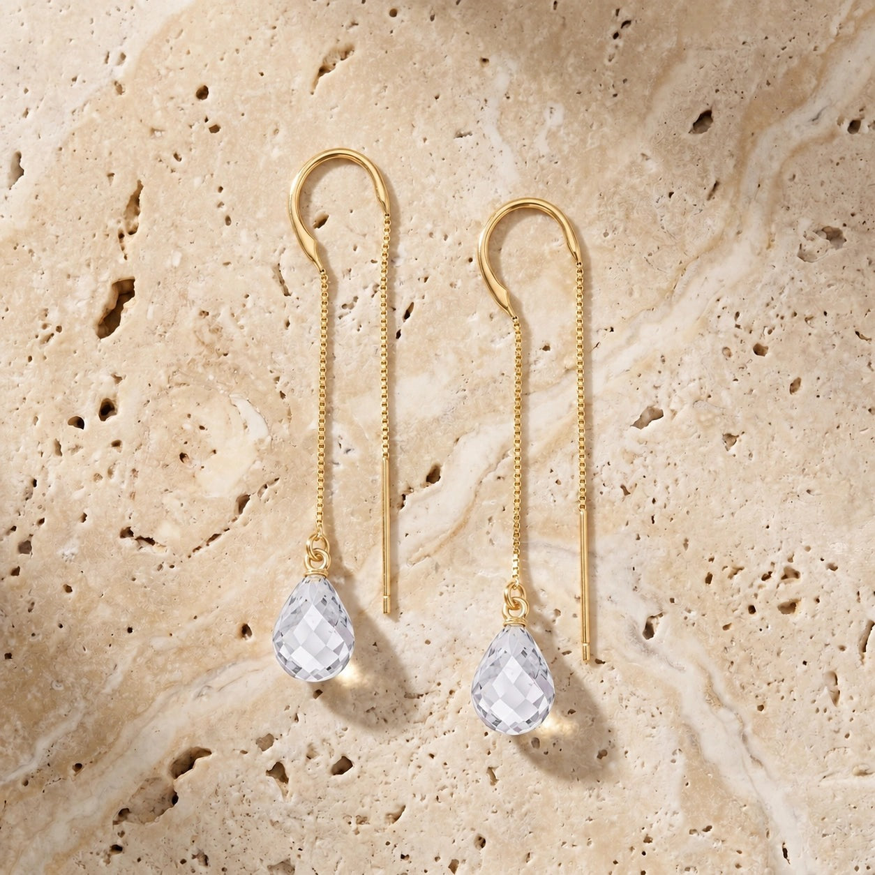 Yellow Gold Earrings White Topaz 10K — Egle