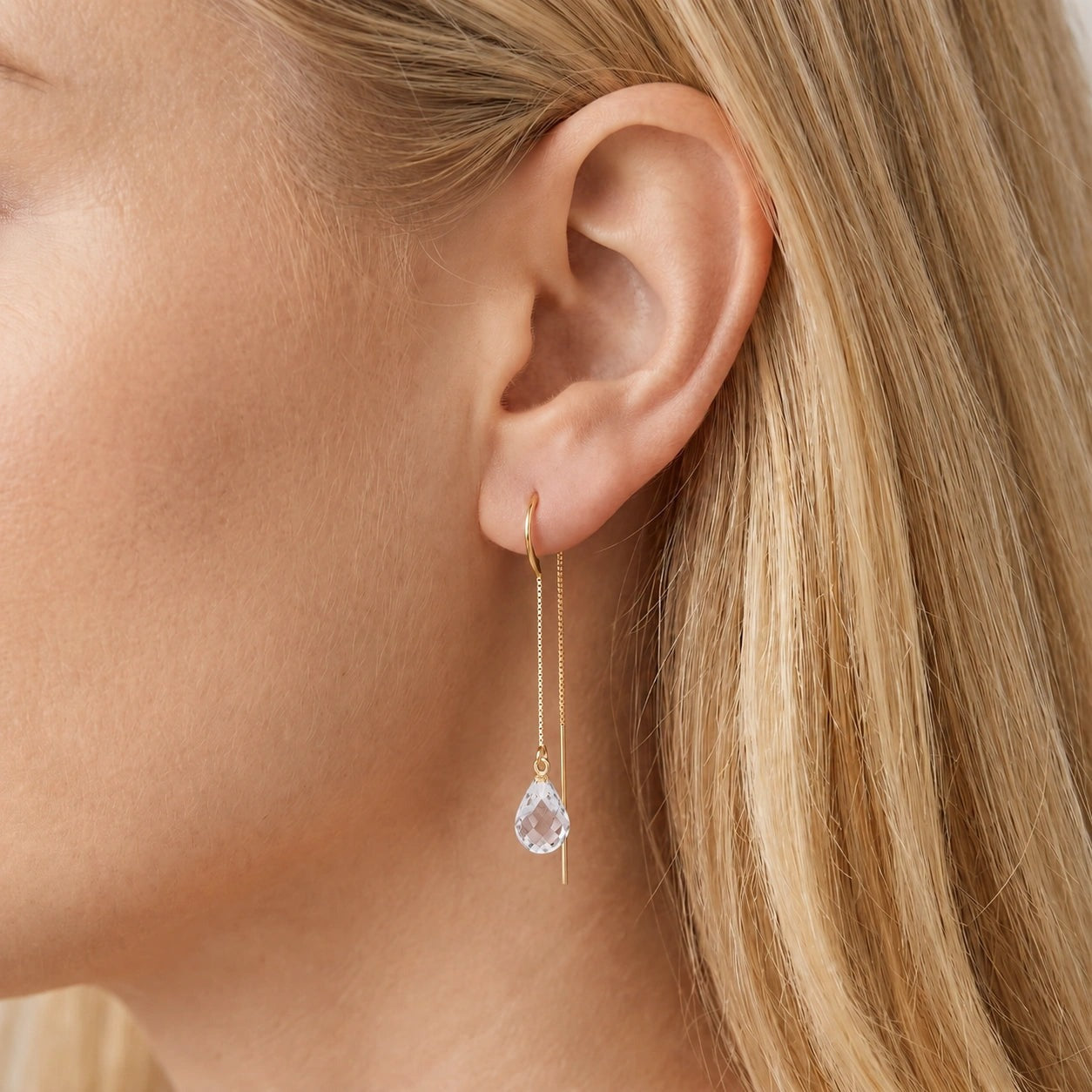 Yellow Gold Earrings White Topaz 10K — Egle