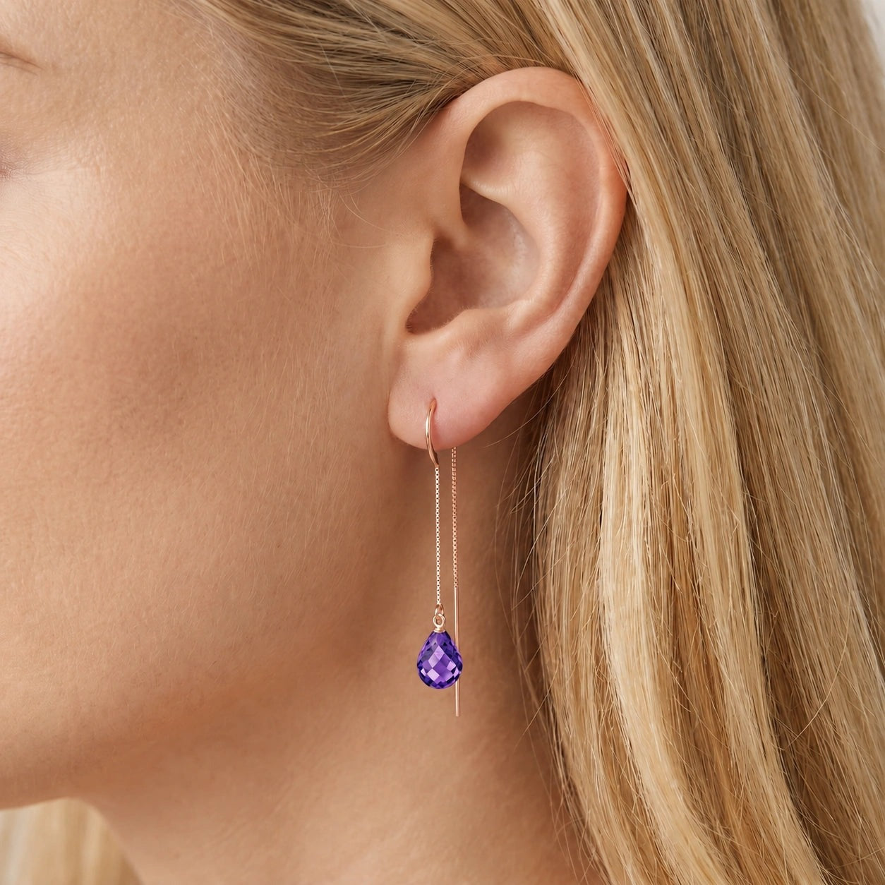 Rose Gold Earrings Amethyst 10K — Egle