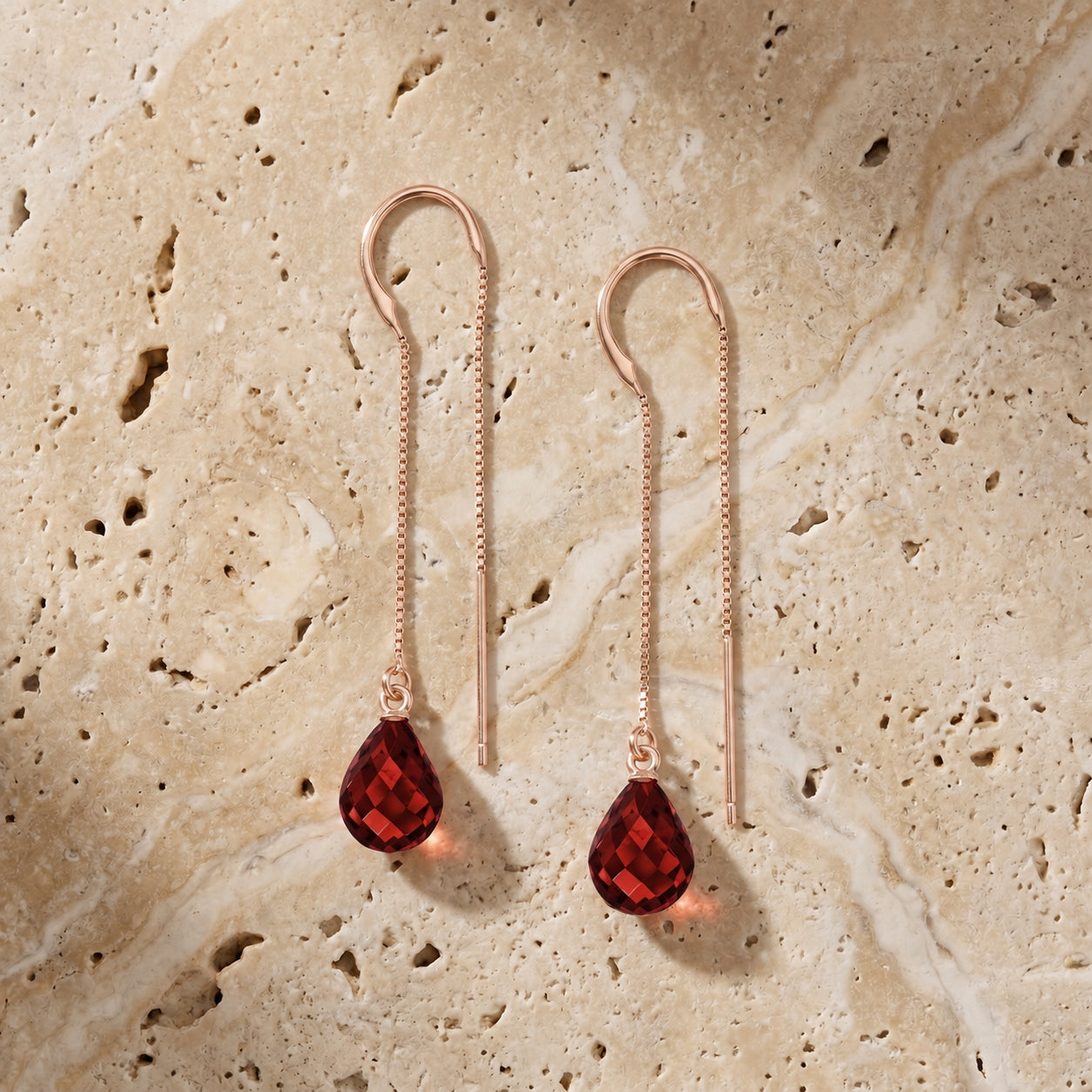 Rose Gold Earrings Garnet 10K — Egle
