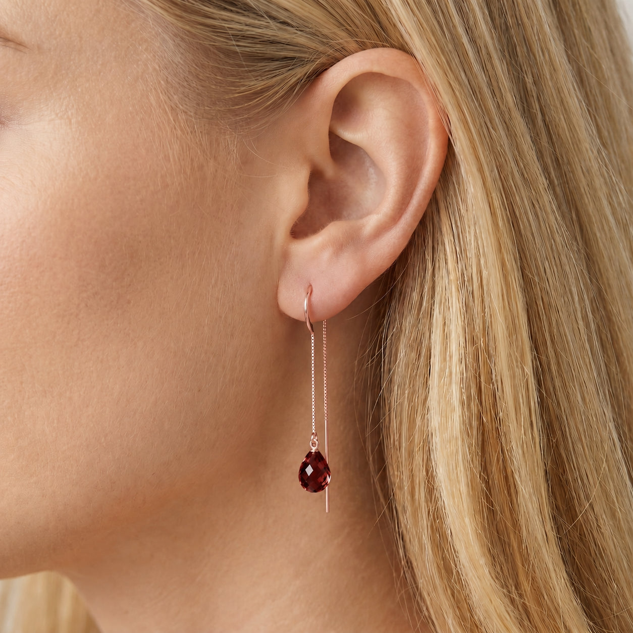 Rose Gold Earrings Garnet 10K — Egle