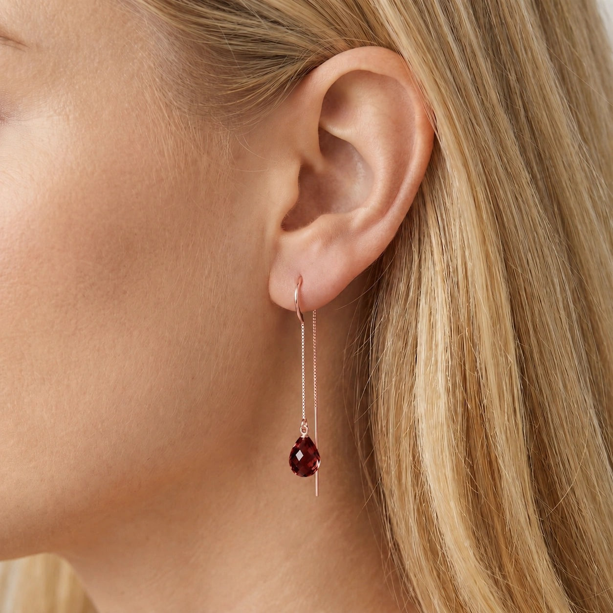 Rose Gold Earrings Garnet 10K — Egle