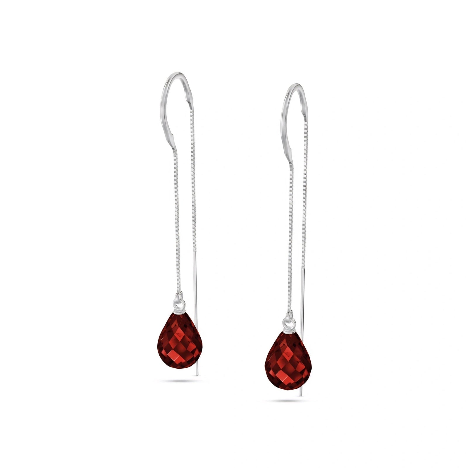 White Gold Earrings Garnet 10K — Egle