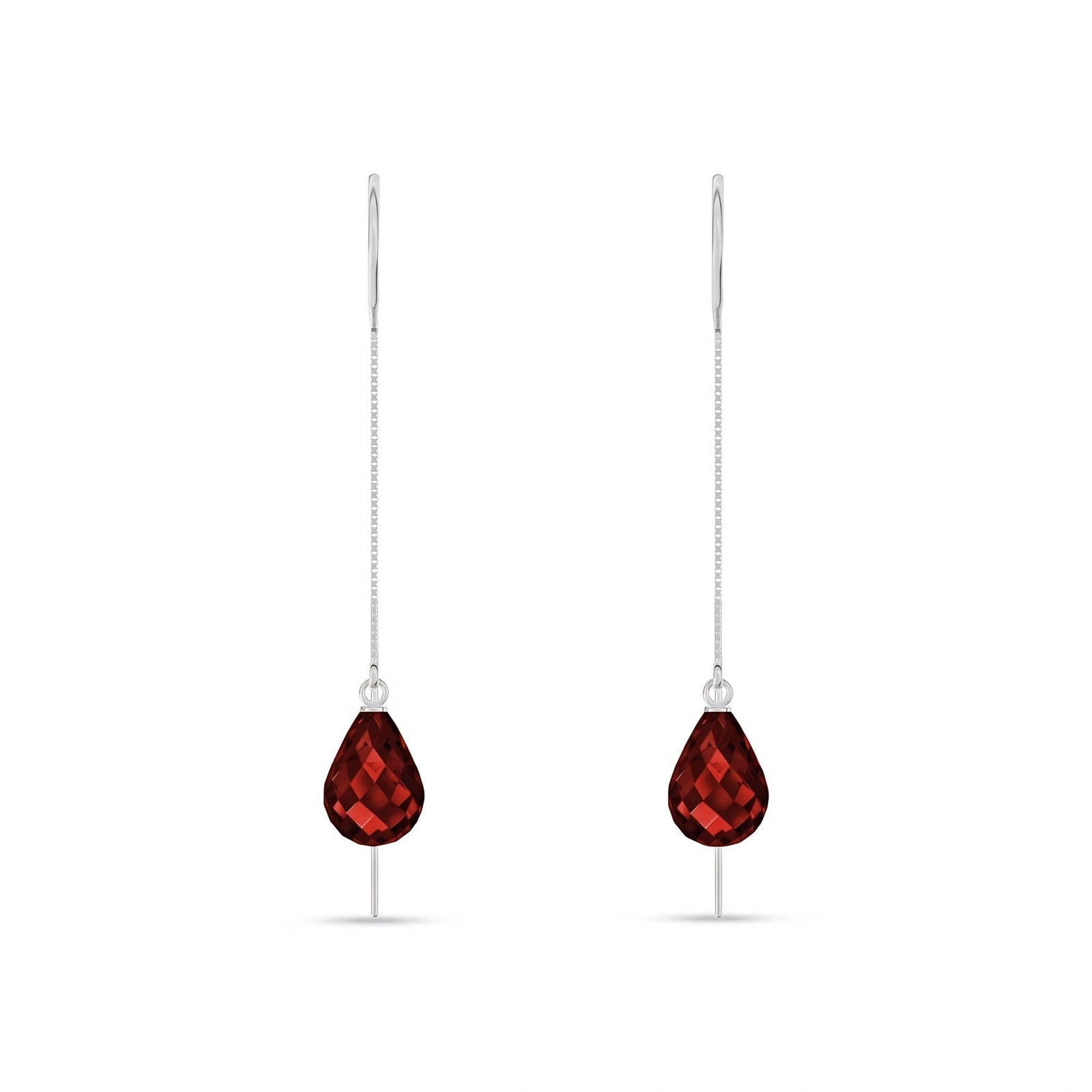 White Gold Earrings Garnet 10K — Egle