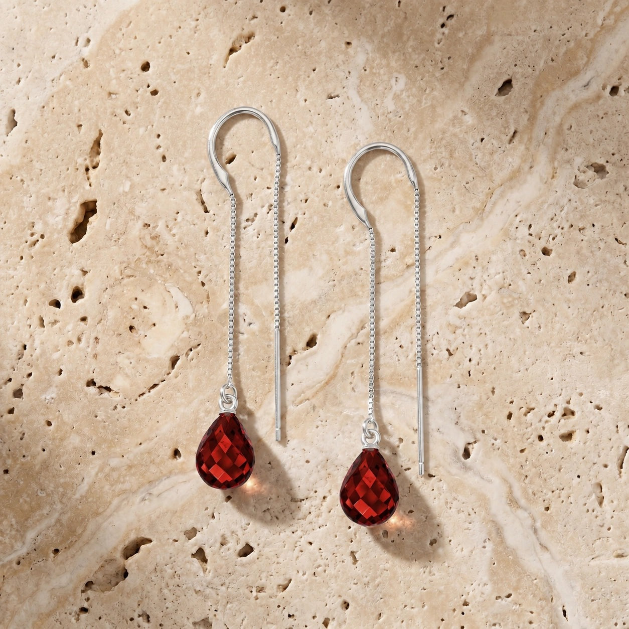 White Gold Earrings Garnet 10K — Egle