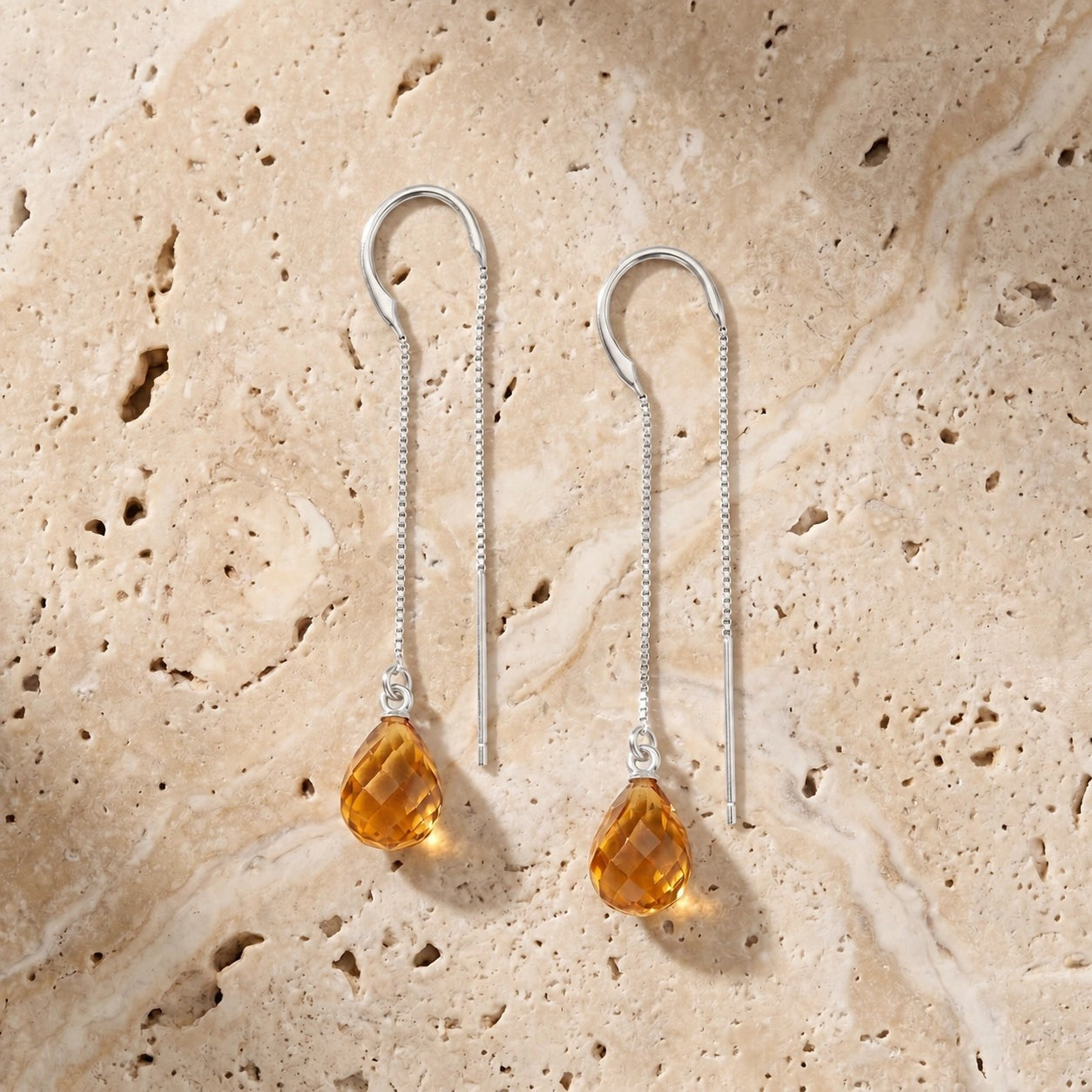 White Gold Earrings Citrine 10K — Egle