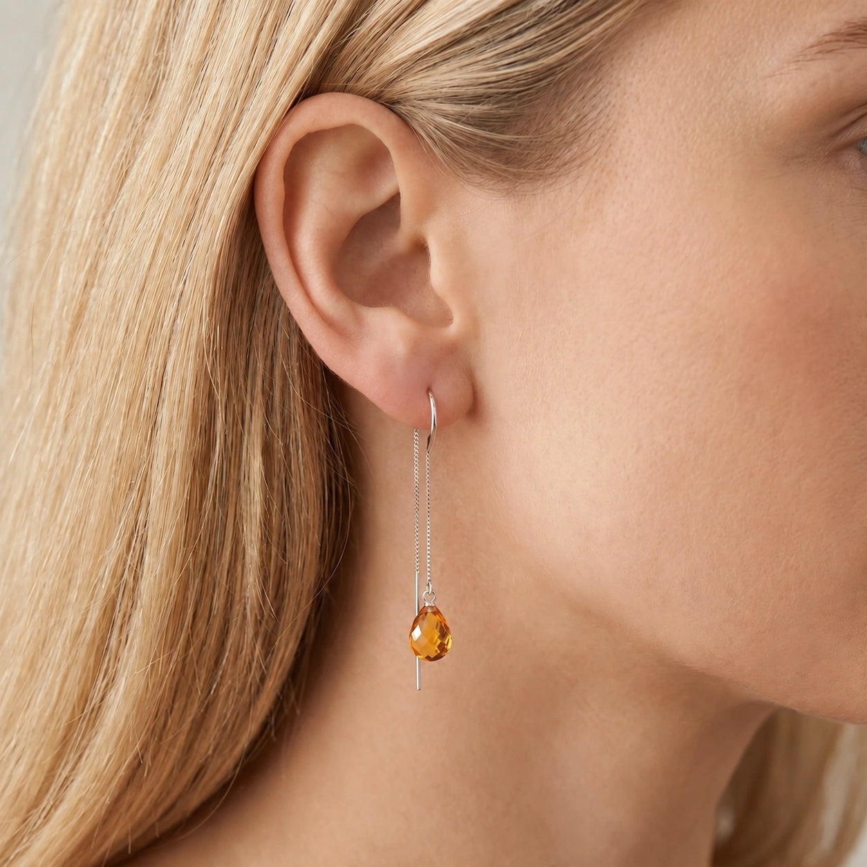 White Gold Earrings Citrine 10K — Egle