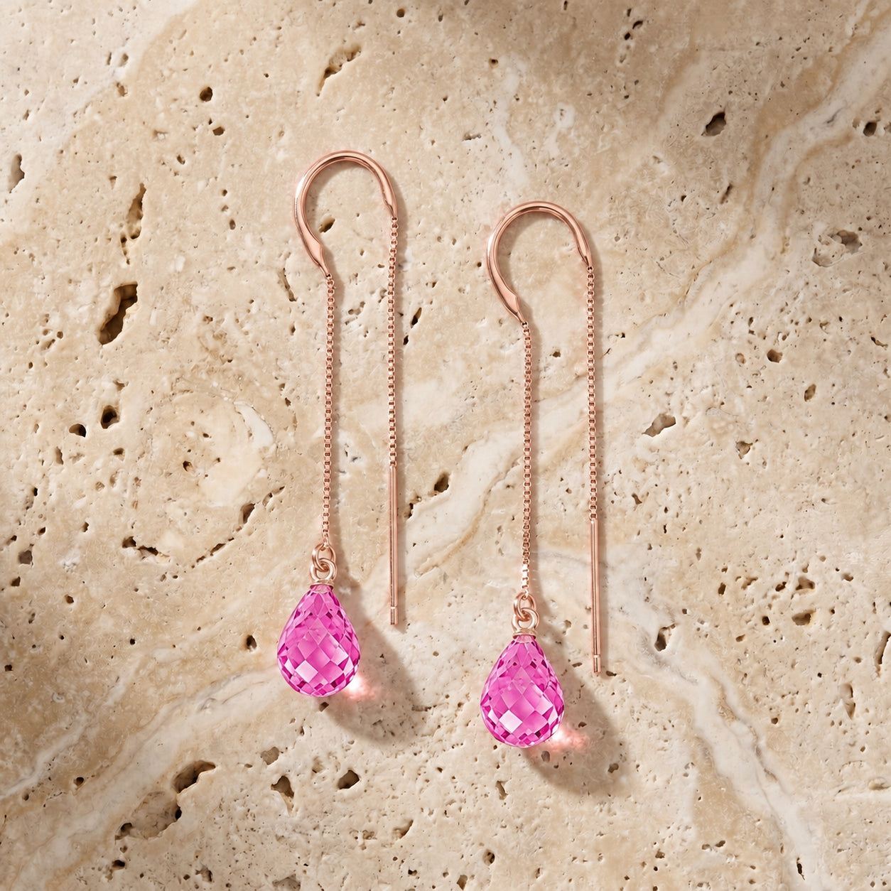 Rose Gold Earrings Emerald 10K — Egle