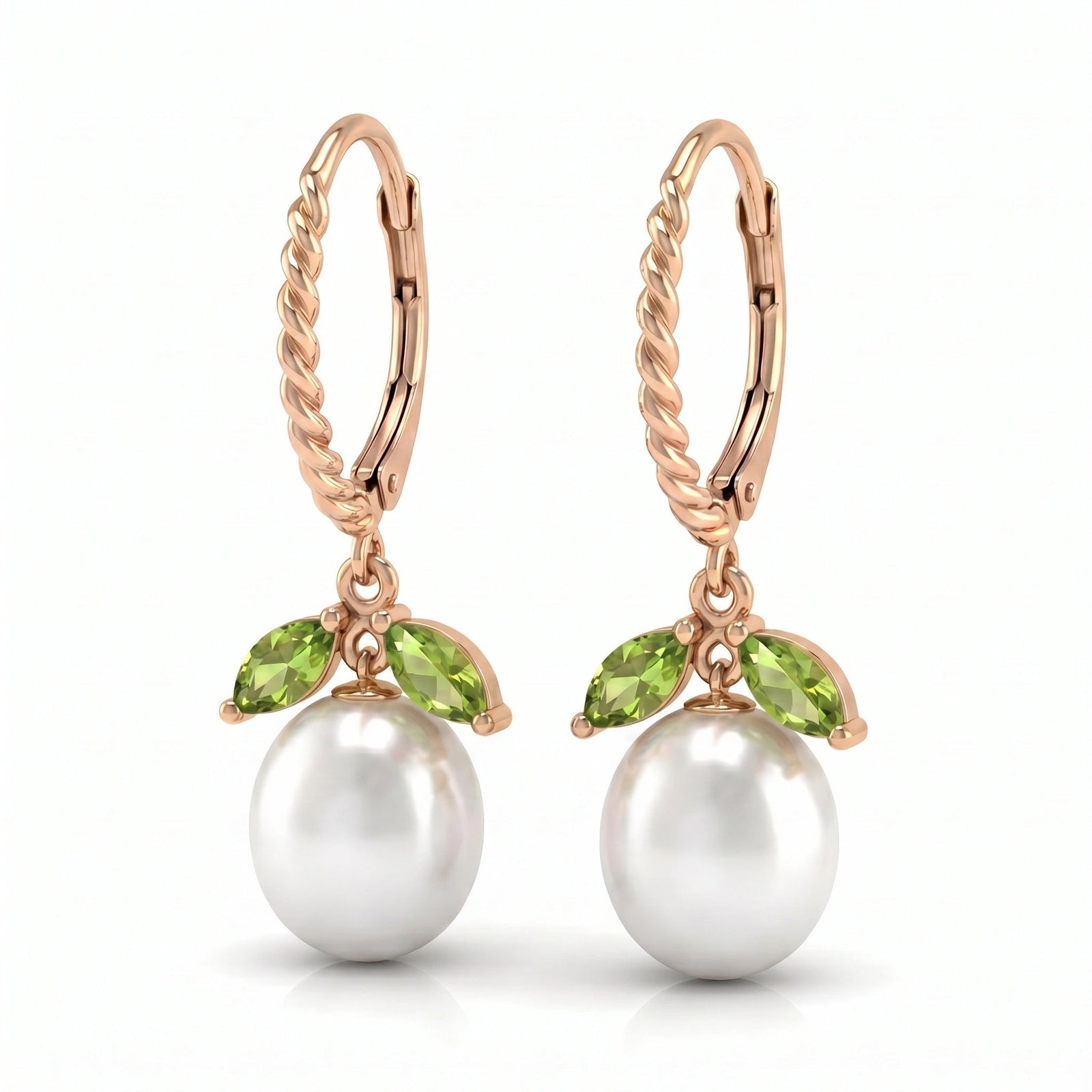 Rose Gold Leverback Earrings Peridot 10K — Argentina