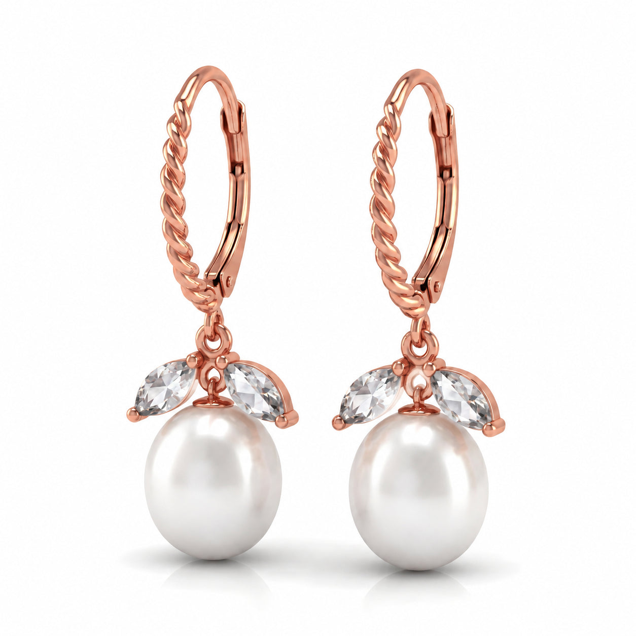 Rose Gold Leverback Earrings Garnet 10K — Argentina