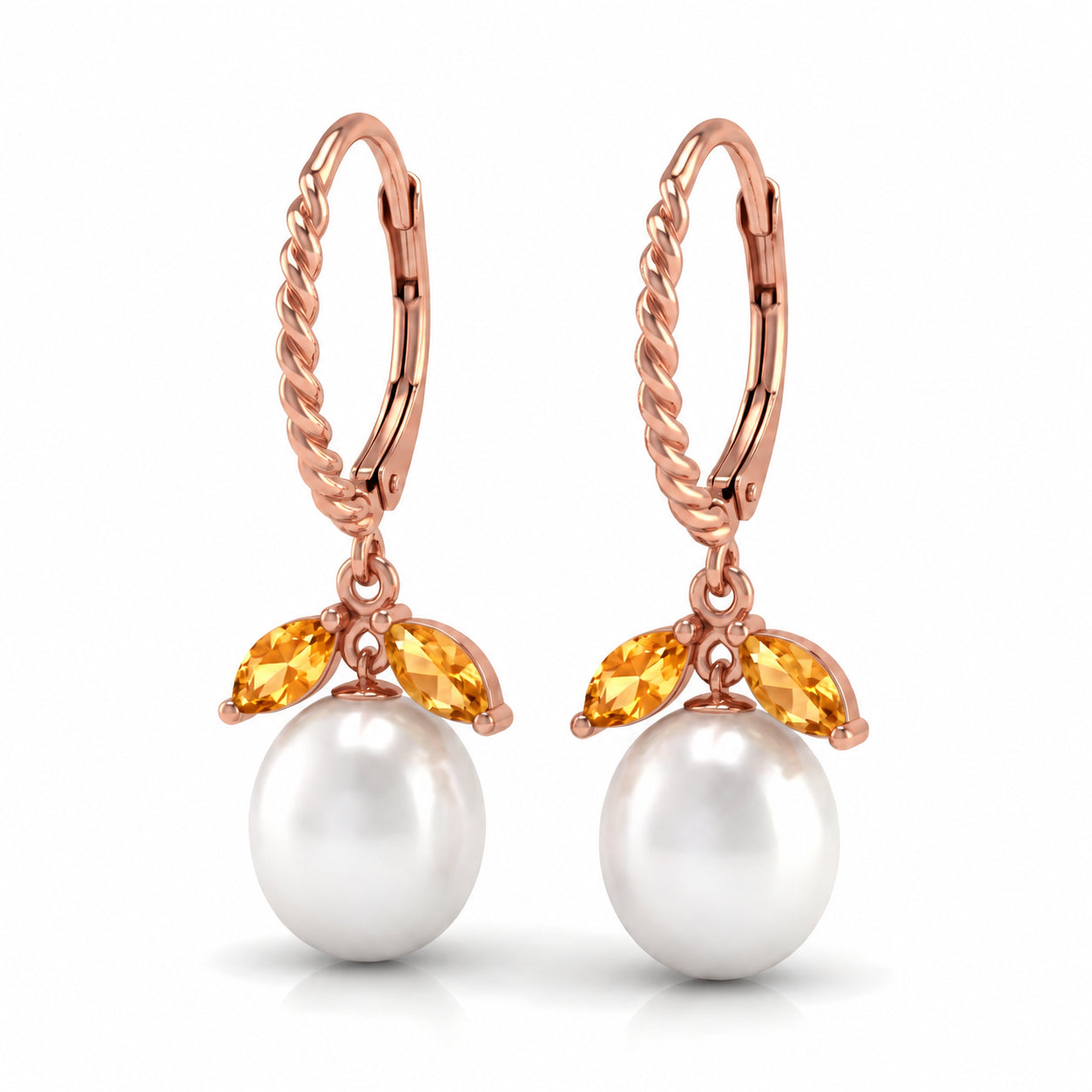 Rose Gold Leverback Earrings Aquamarine 10K — Argentina