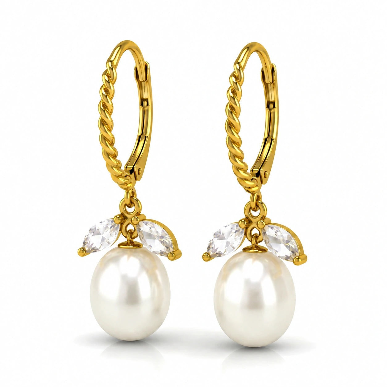 Yellow Gold Leverback Earrings Aquamarine 10K — Argentina