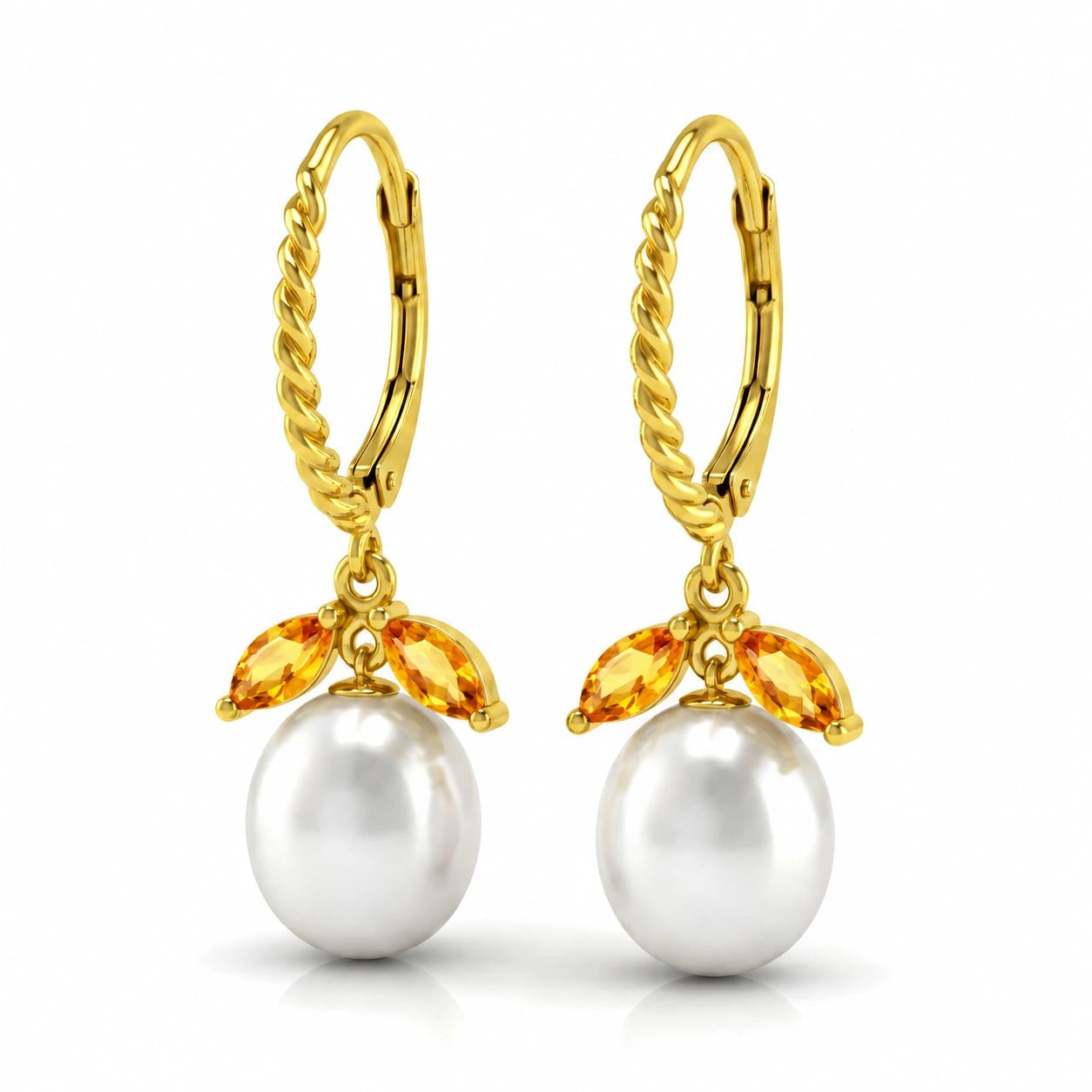 Yellow Gold Leverback Earrings Citrine 10K — Argentina