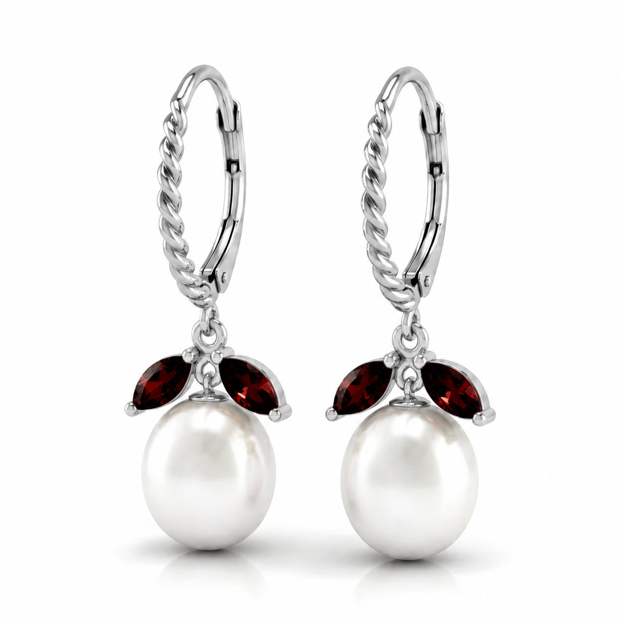 White Gold Leverback Earrings Amethyst 10K — Argentina
