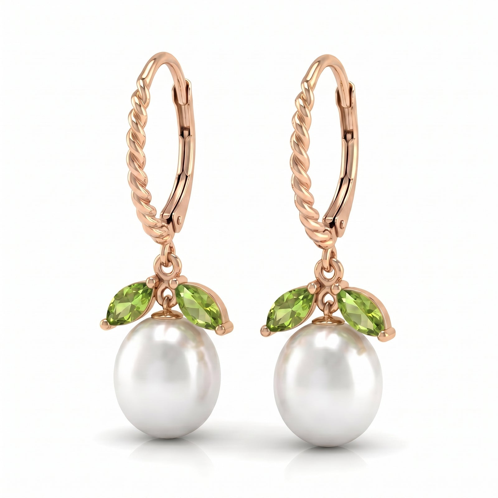 Rose Gold Leverback Earrings White Topaz 10K — Argentina
