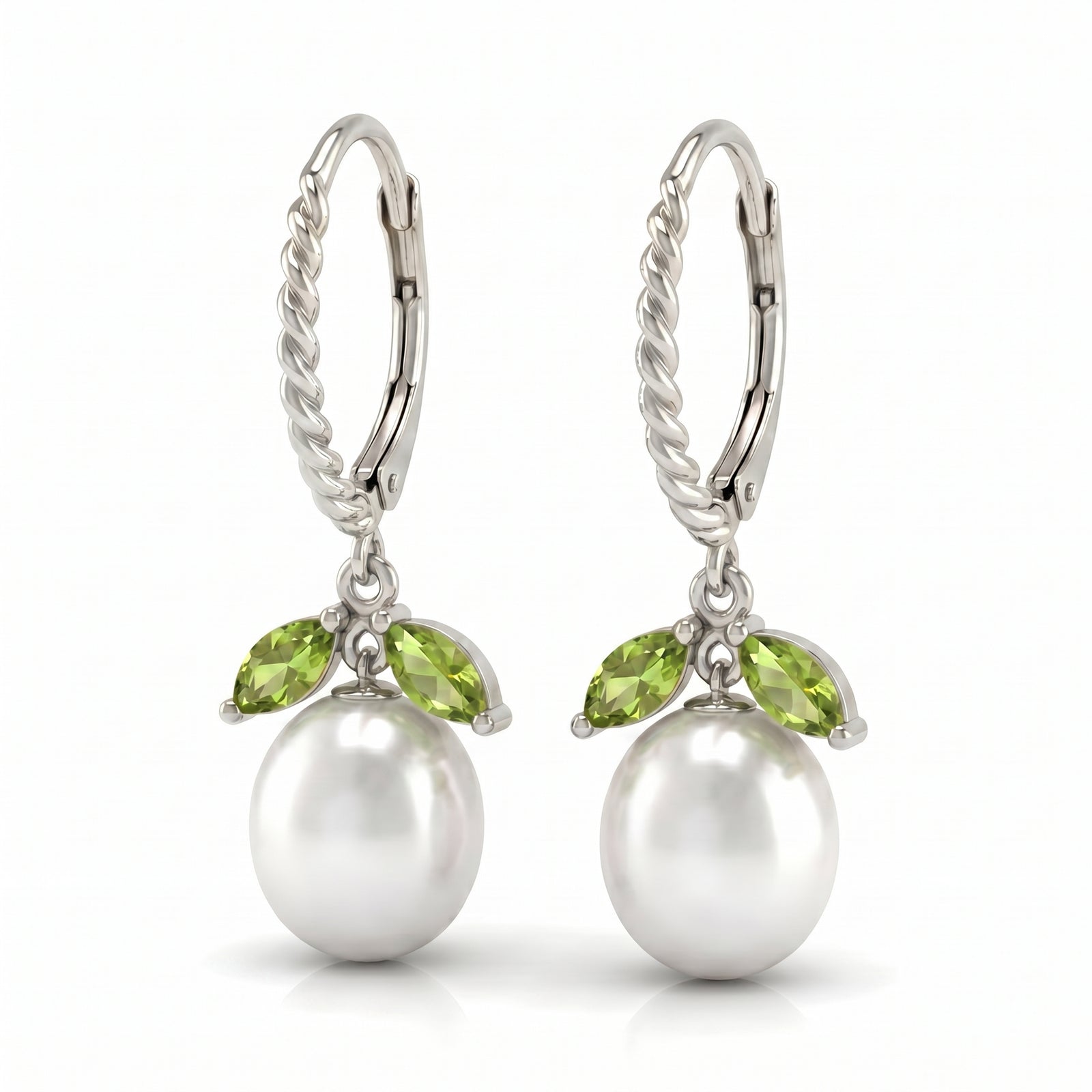 White Gold Leverback Earrings White Topaz 10K — Argentina