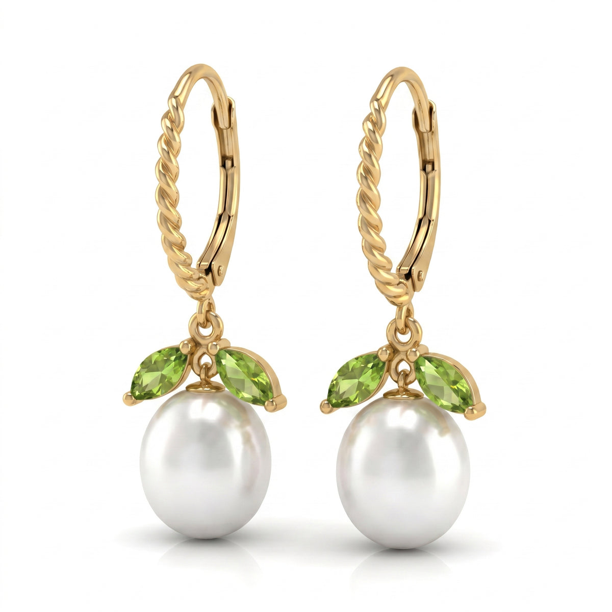 Yellow Gold Leverback Earrings White Topaz 10K — Argentina