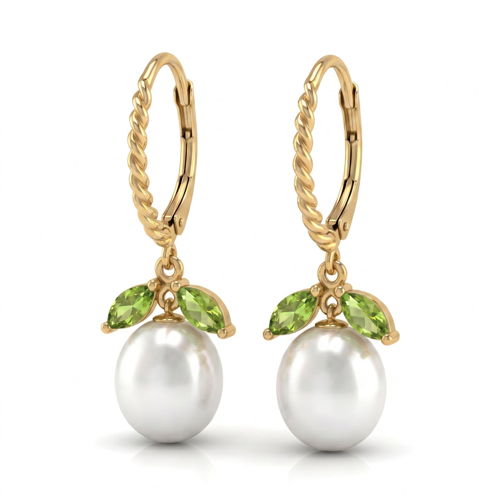 Yellow Gold Leverback Earrings White Topaz 10K — Argentina