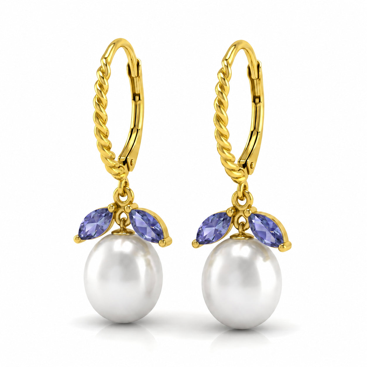 Yellow Gold Leverback Earrings Emerald 10K — Argentina