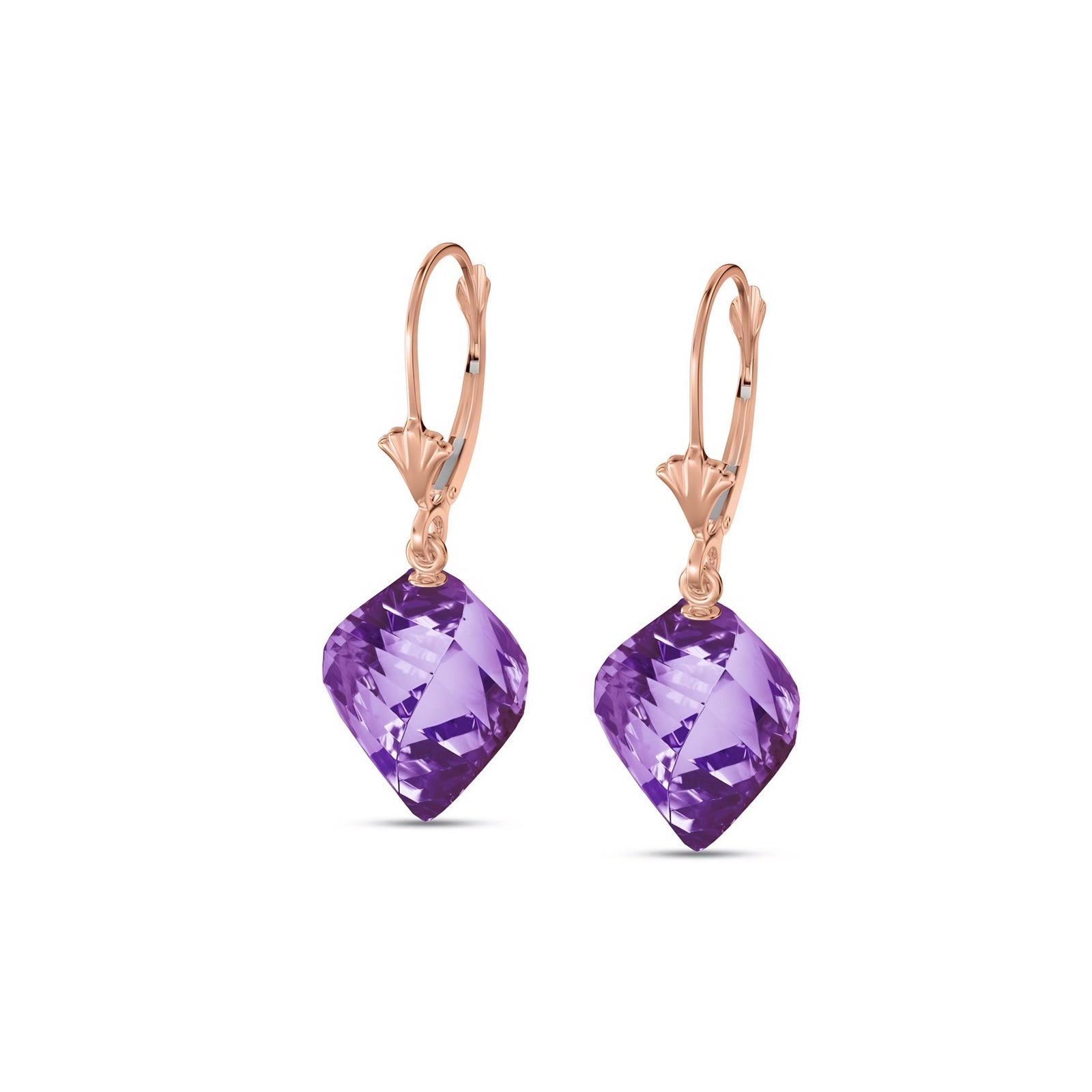 Rose Gold Earrings Amethyst 10K — Ermenegilda