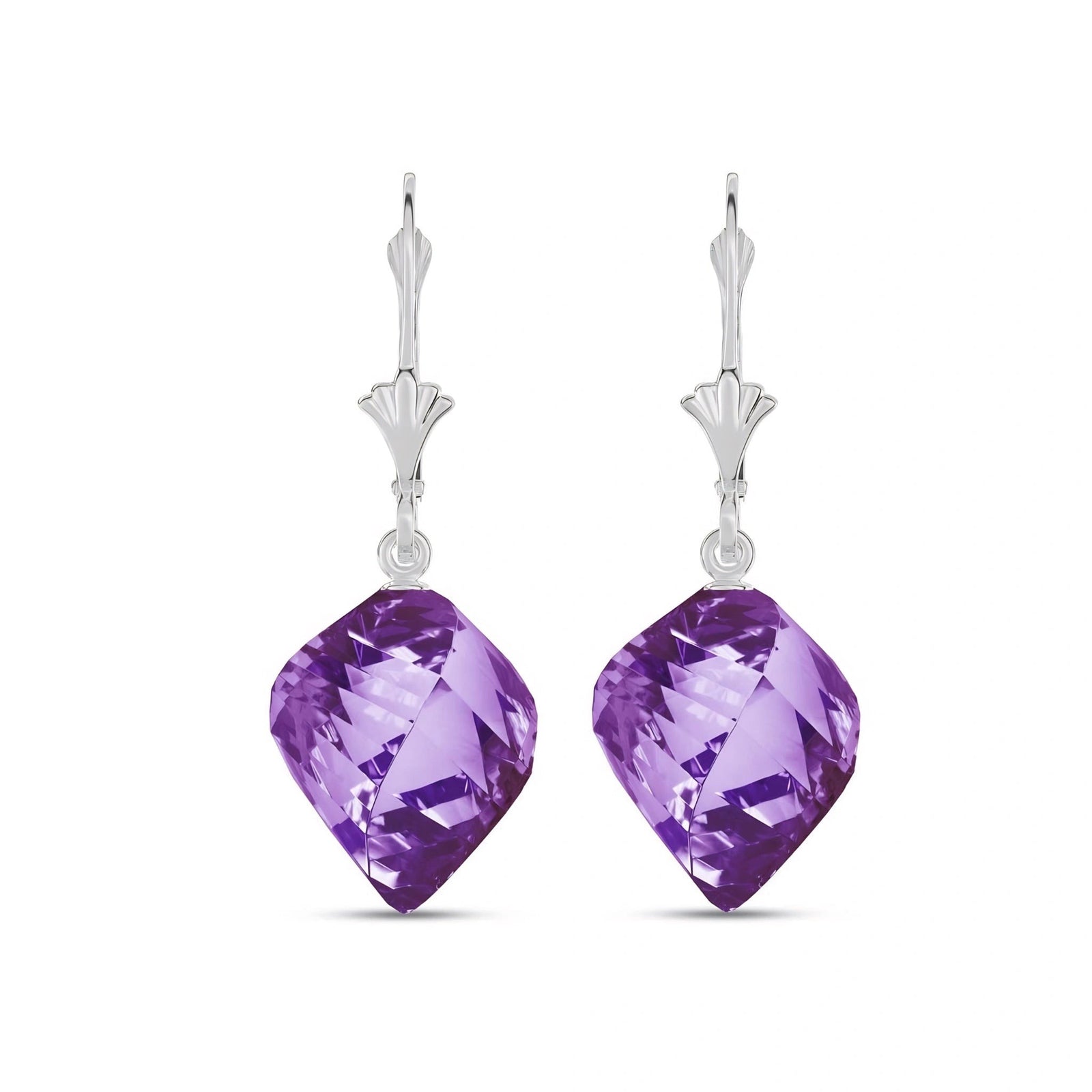 White Gold Earrings Amethyst 10K — Ermenegilda