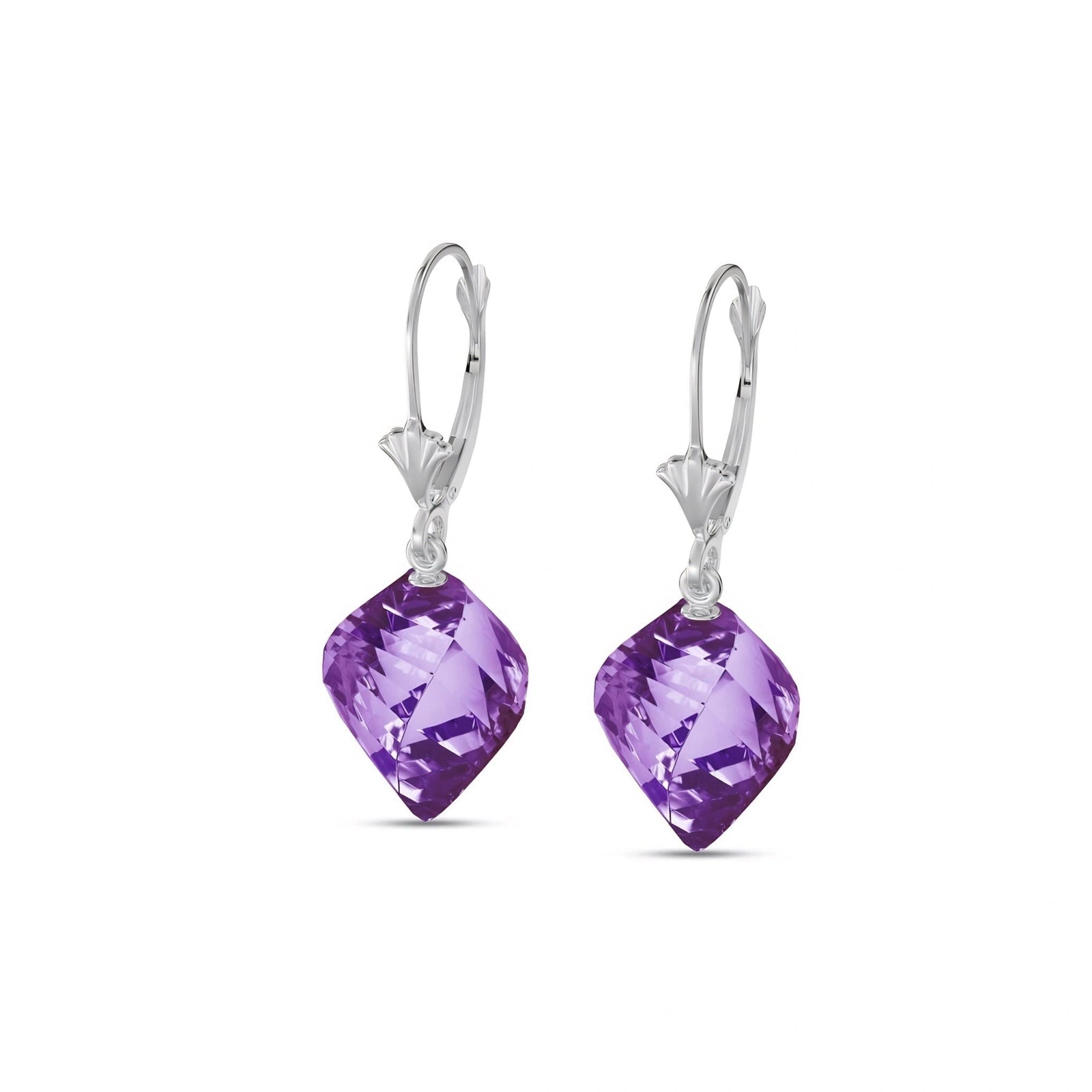 White Gold Earrings Amethyst 10K — Ermenegilda