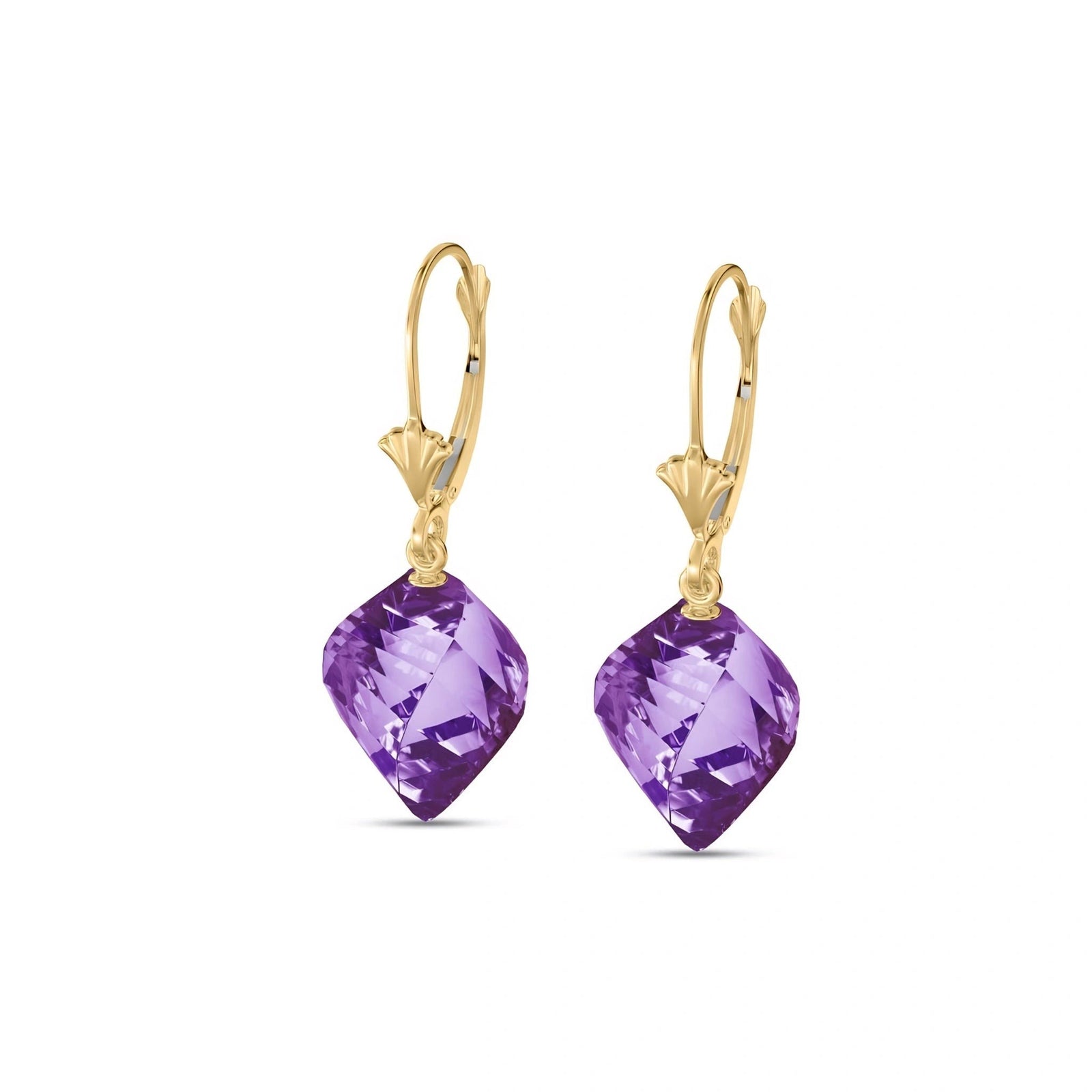 Yellow Gold Earrings Amethyst 10K — Ermenegilda