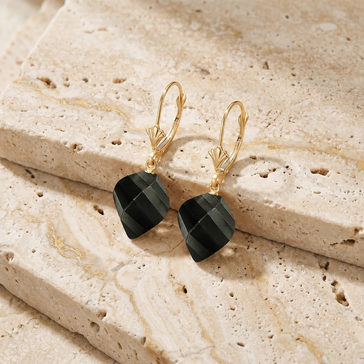 Yellow Gold Earrings Spinel 10K — Ermenegilda