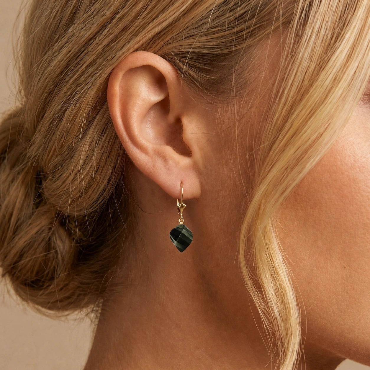 Yellow Gold Earrings Spinel 10K — Ermenegilda