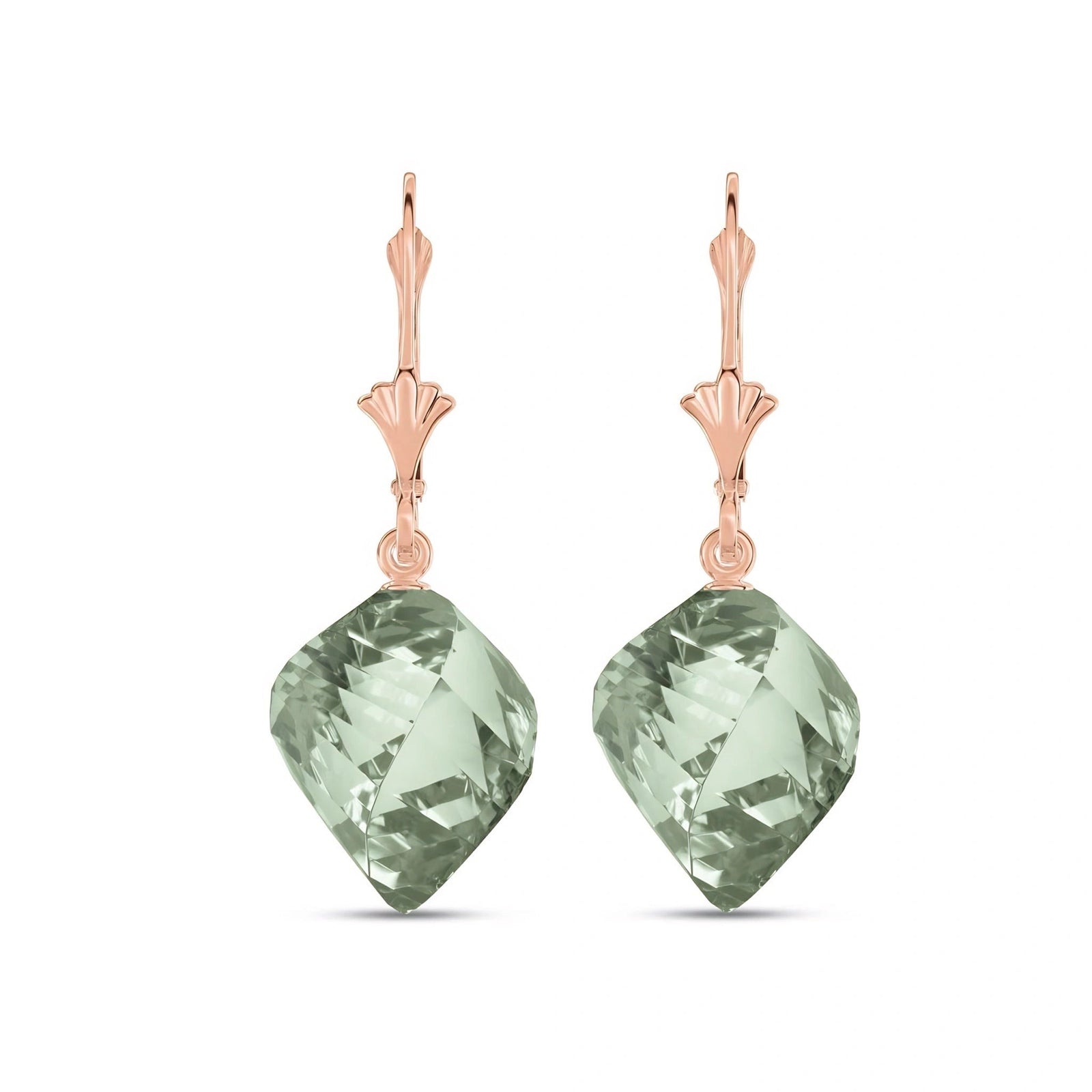 Rose Gold Earrings Green Amethyst 10K — Ermenegilda