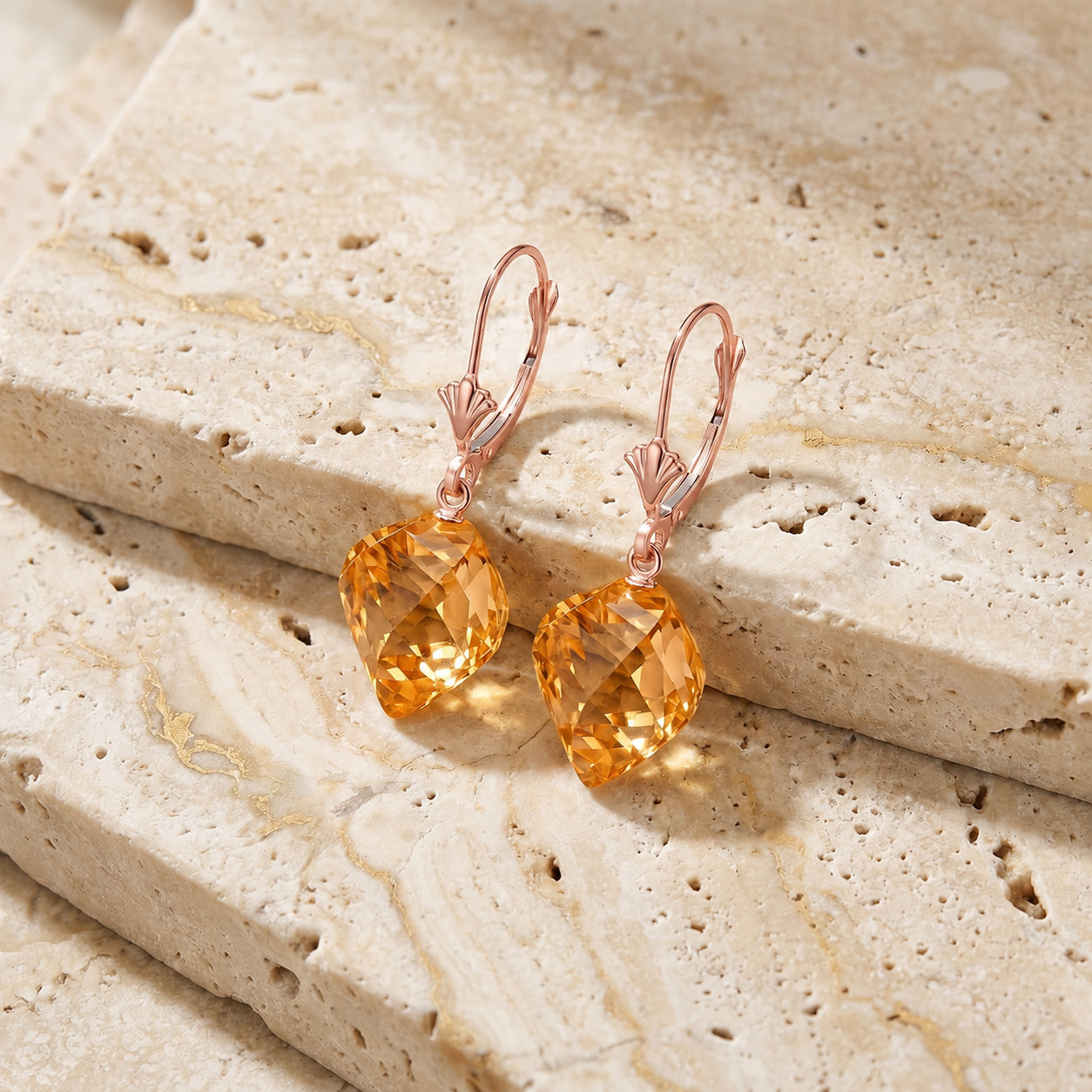 Rose Gold Earrings Green Amethyst 10K — Ermenegilda