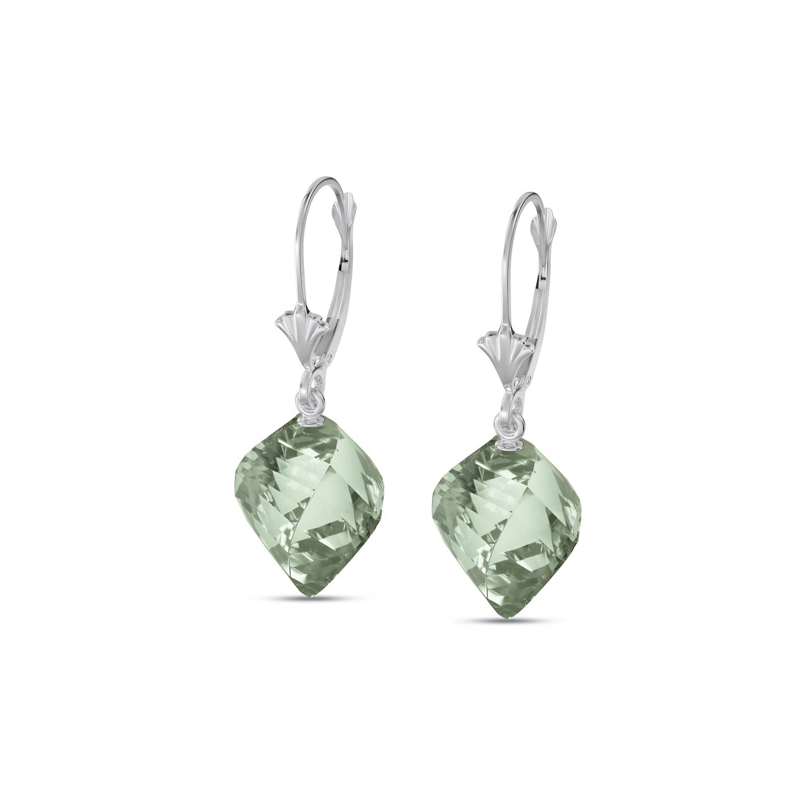 White Gold Earrings Green Amethyst 10K — Ermenegilda