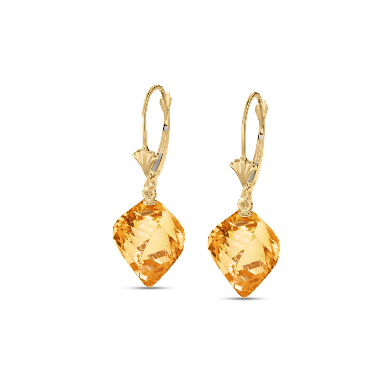 Yellow Gold Earrings Green Amethyst 10K — Ermenegilda