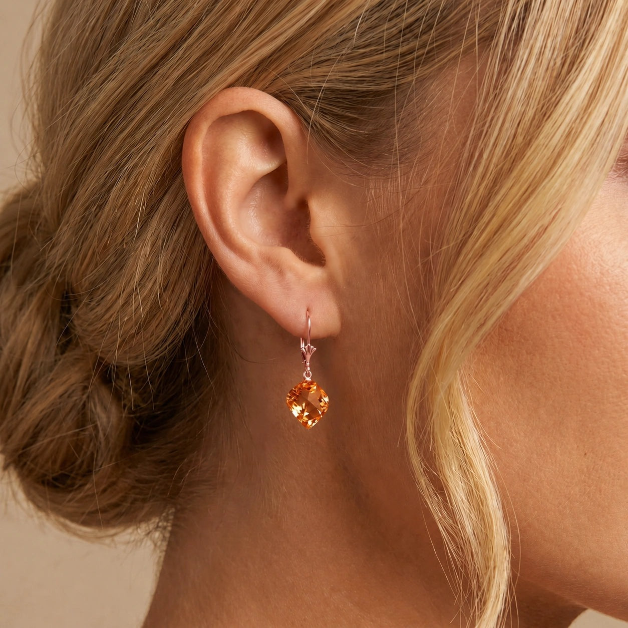 Rose Gold Earrings Citrine 10K — Ermenegilda