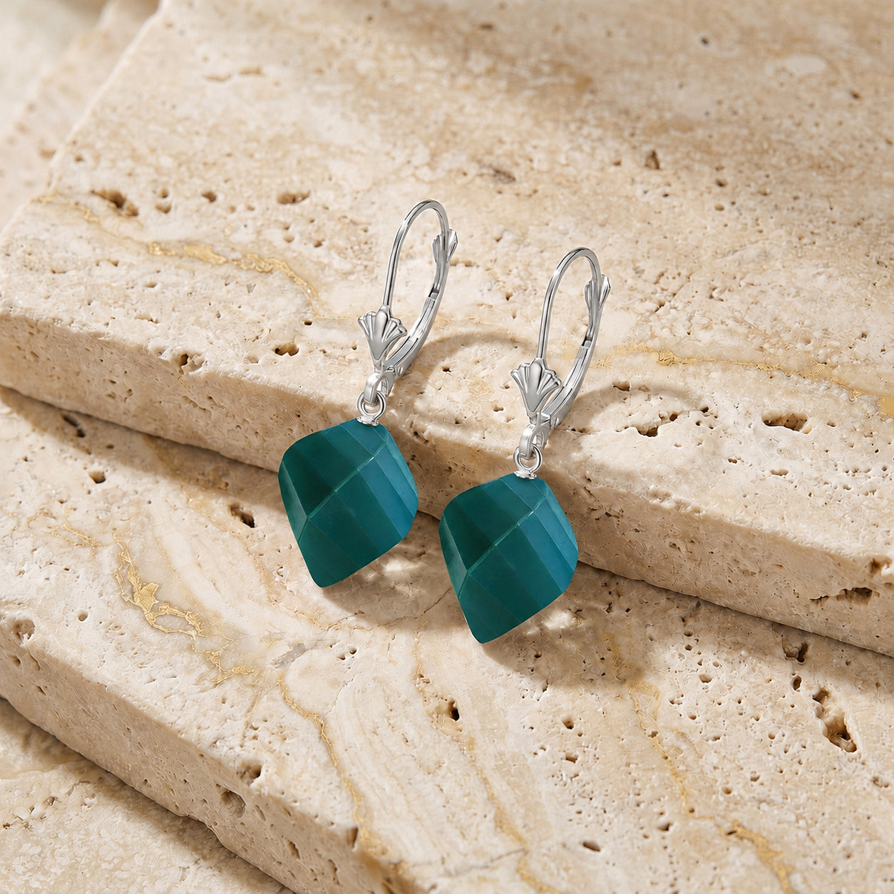 White Gold Earrings Citrine 10K — Ermenegilda
