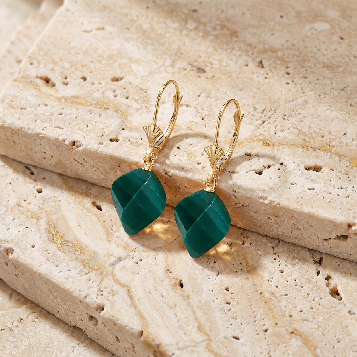 Yellow Gold Earrings Citrine 10K — Ermenegilda