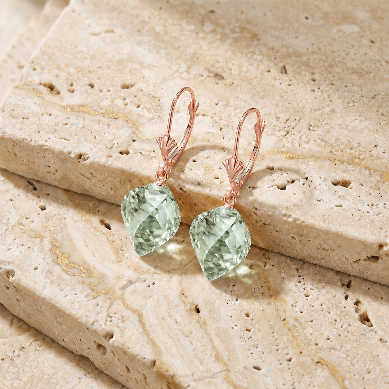 Rose Gold Earrings White Topaz 10K — Ermenegilda