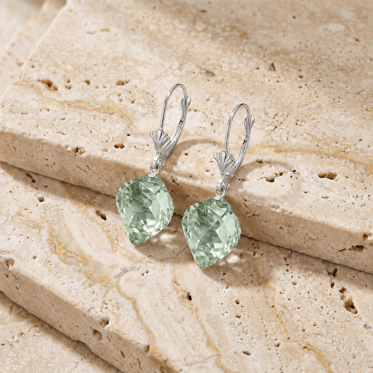 White Gold Earrings White Topaz 10K — Ermenegilda