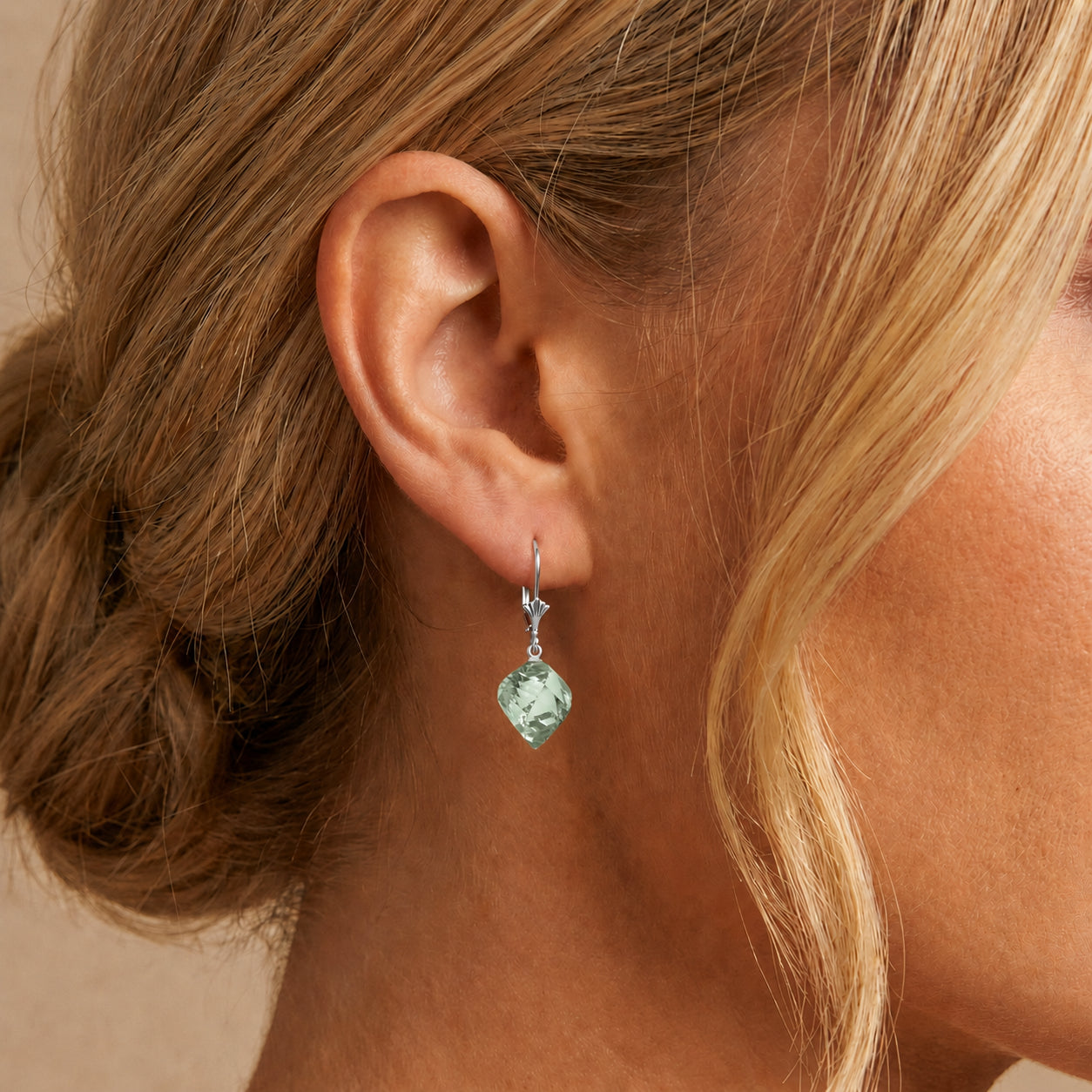 White Gold Earrings White Topaz 10K — Ermenegilda