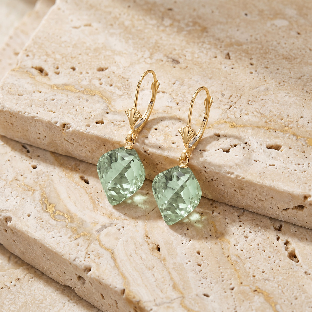 Yellow Gold Earrings White Topaz 10K — Ermenegilda