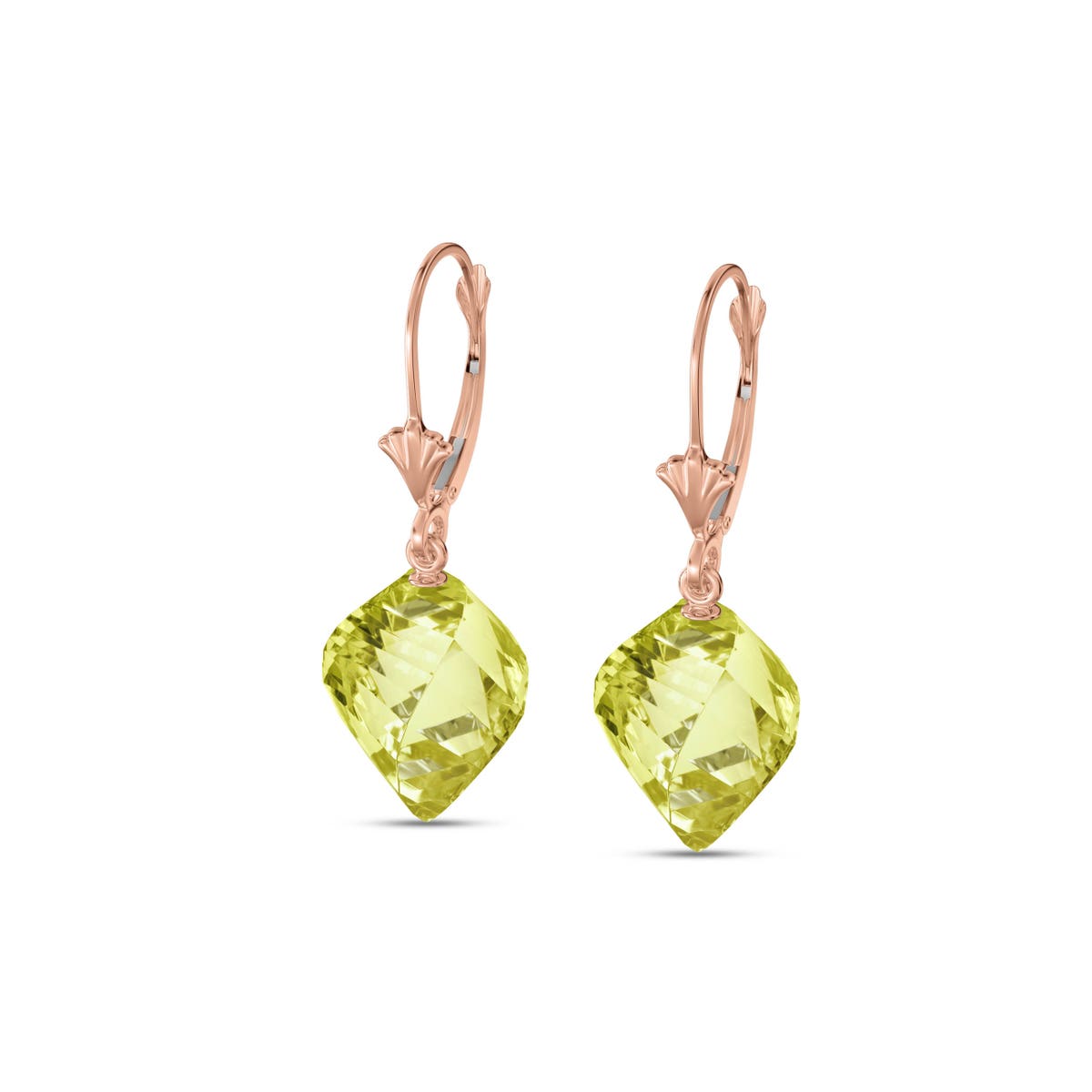 Rose Gold Earrings Lemon Quartz 10K — Ermenegilda