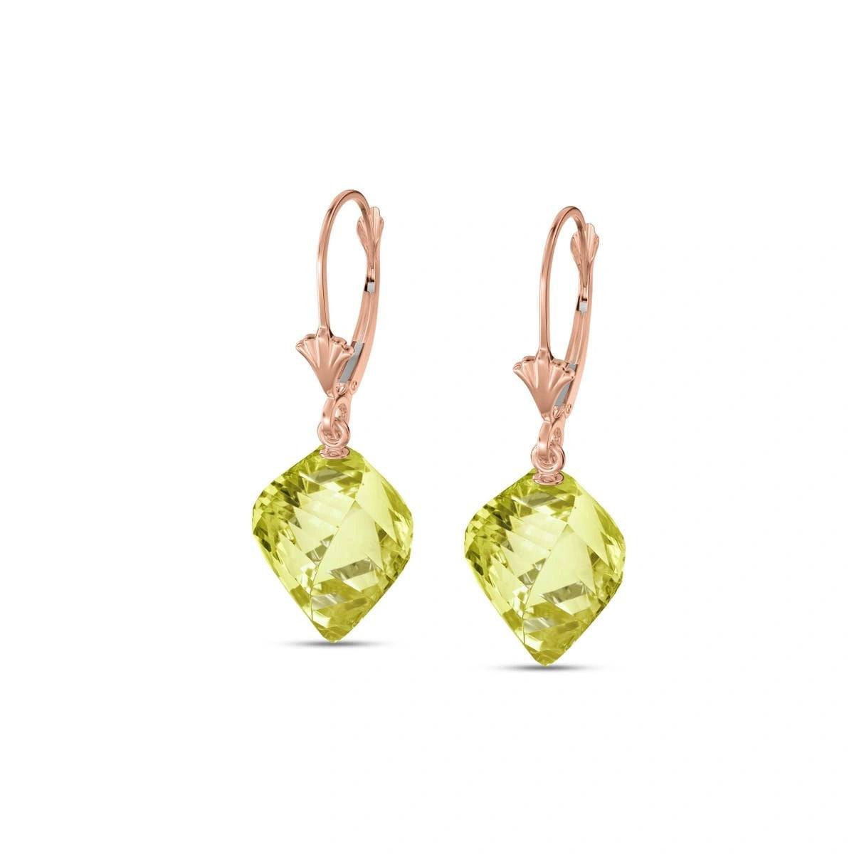Rose Gold Earrings Lemon Quartz 10K — Ermenegilda