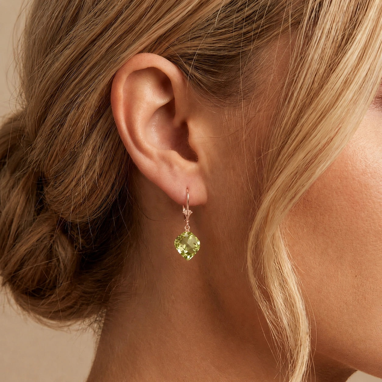 Rose Gold Earrings Lemon Quartz 10K — Ermenegilda