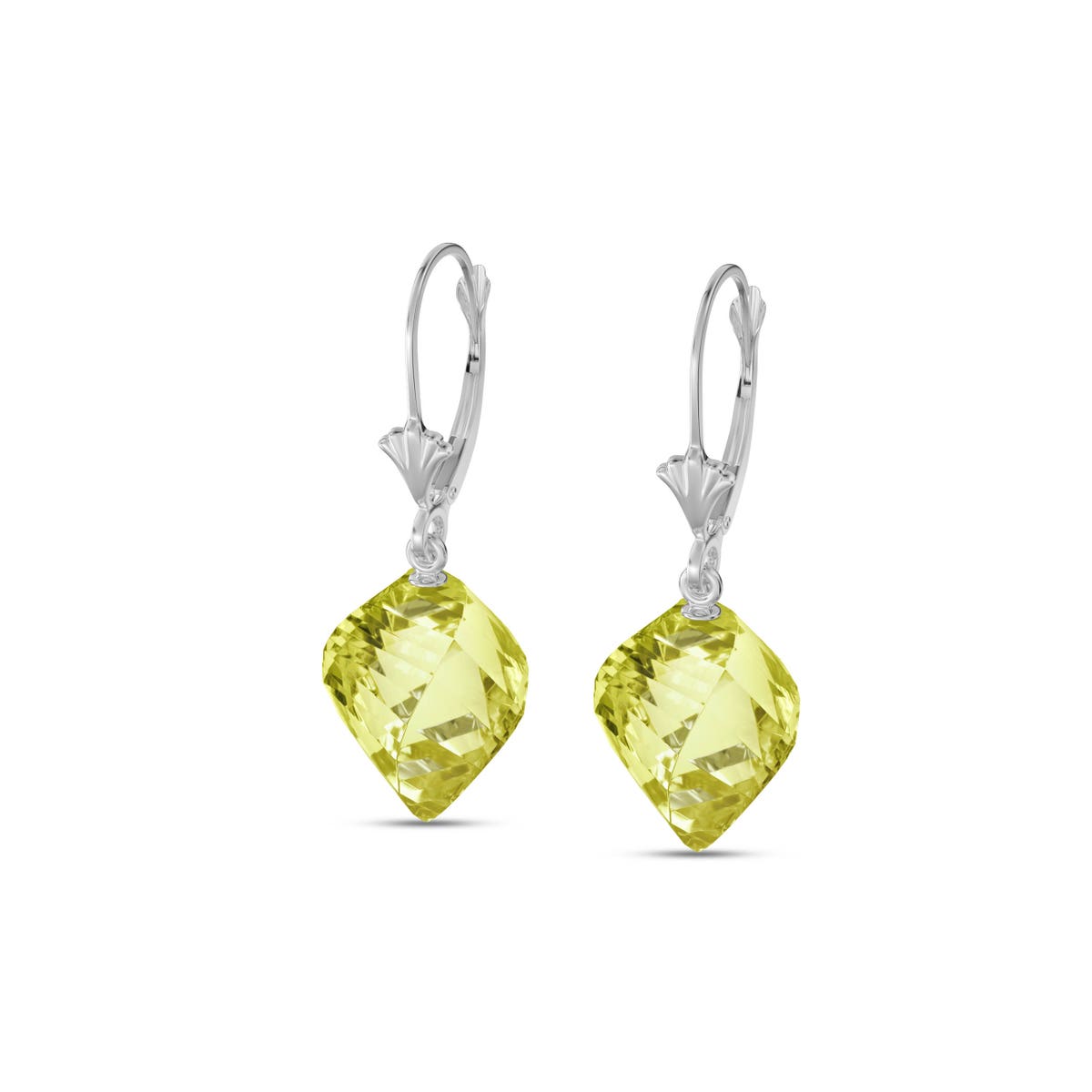 White Gold Earrings Lemon Quartz 10K — Ermenegilda